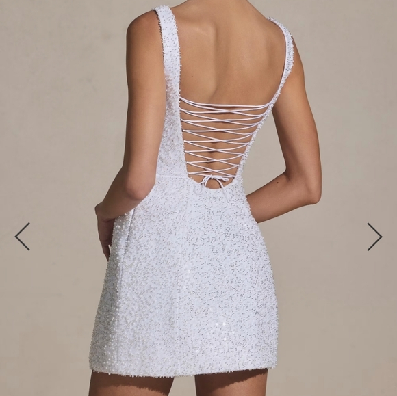 Oh Polly Dominique Embellished Structured A-Line Mini Dress - Picture 2 of 8